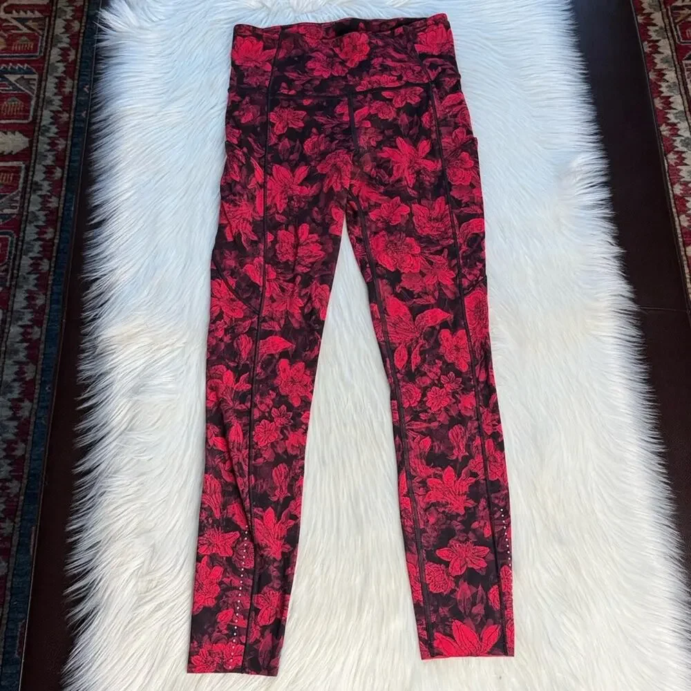 Lululemon Fast & Free 7/8 Tight II Carmine True Red Black